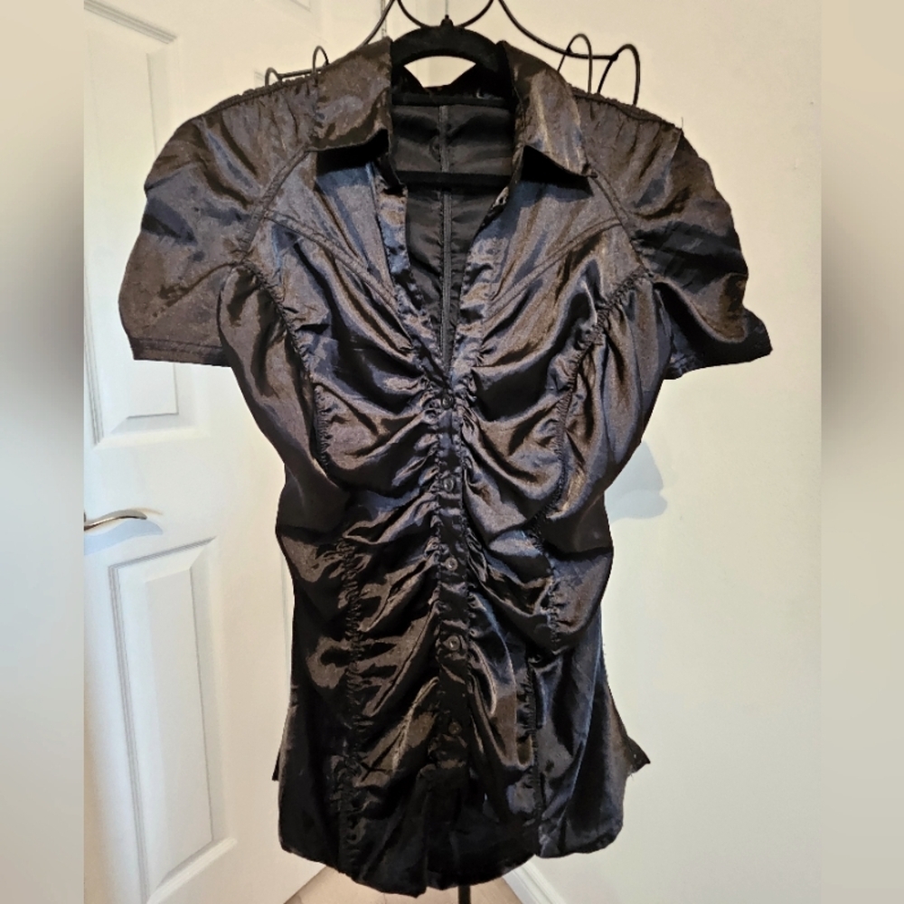 Ruched Satin‎ Blouse